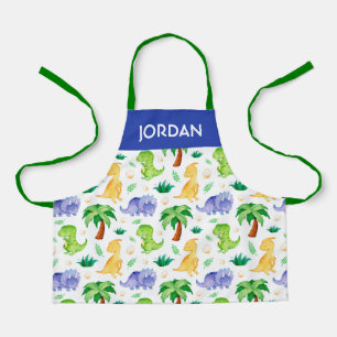 Cute Neon Watercolor Dinosaur Pattern Apron