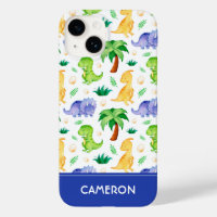 Cute Neon Watercolor Dinosaur Pattern