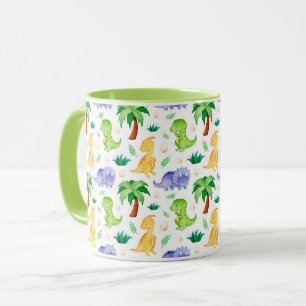 Cute Neon Watercolor Dinosaur Pattern Mug