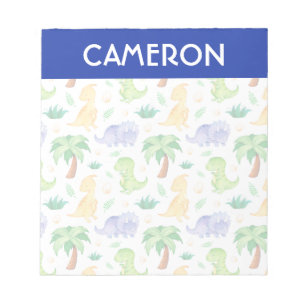 Cute Neon Watercolor Dinosaur Pattern Notepad