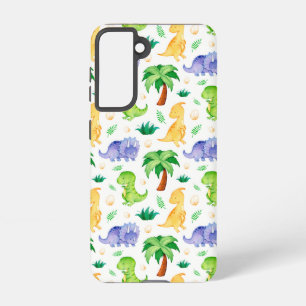 Cute Neon Watercolor Dinosaur Pattern Samsung Galaxy Case