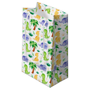 Cute Neon Watercolor Dinosaur Pattern Small Gift Bag
