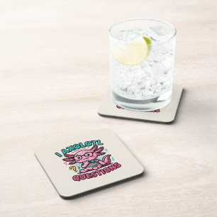 Cute Nerd Axolotl I Axolotl Questions Marks Meme Coaster