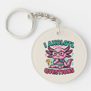Cute Nerd Axolotl I Axolotl Questions Marks Meme Keychain