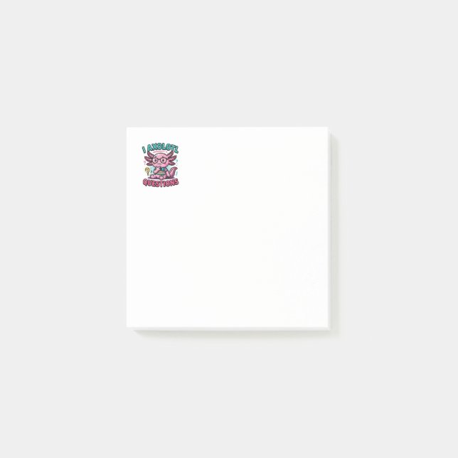 Cute Nerd Axolotl I Axolotl Questions Marks Meme Post-it Notes (Front)