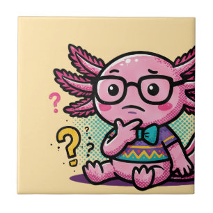 Cute Nerd Axolotl I Axolotl Questions Marks Meme Tile