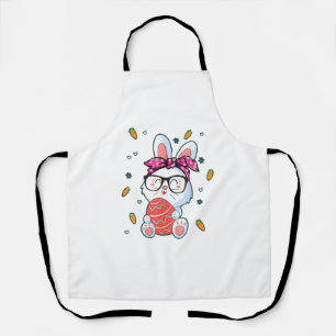 Cute Nerd Easter Day Bunny Funny Rabbit Graphic Apron