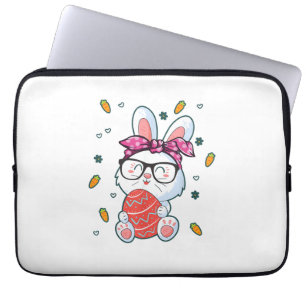 Cute Nerd Easter Day Bunny Funny Rabbit Graphic Laptop Sleeve