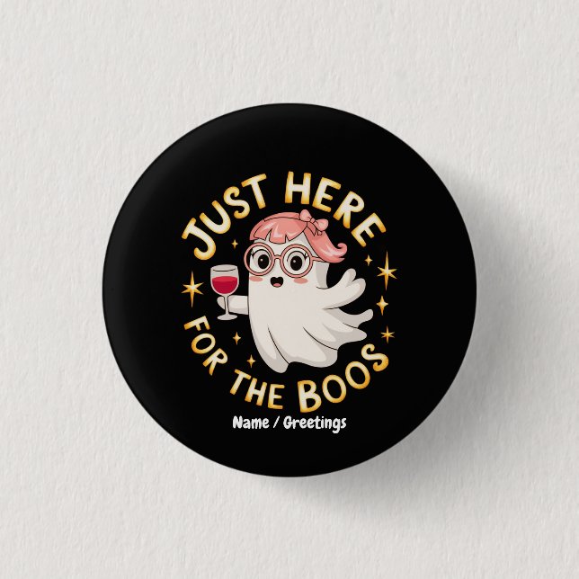 Cute Nerd Ghost Halloween Drinking Pun Design 1 Inch Round Button (Front)