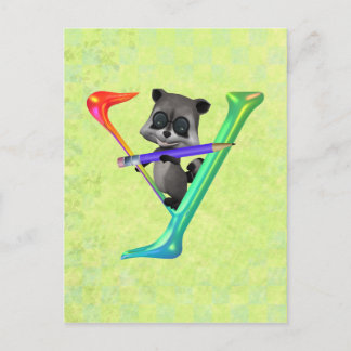 Cute Nerd Raccon Monogram Y Postcard