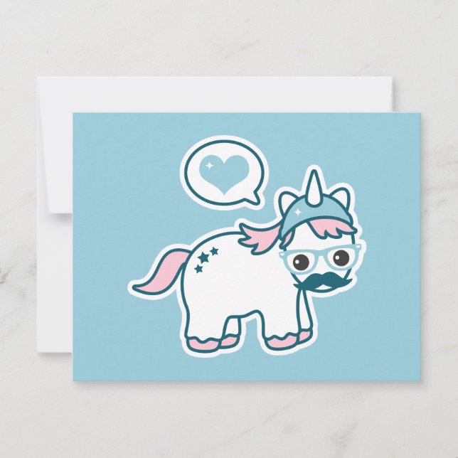 Cute Nerd Unicorn Birthday Party Invitations (Front)