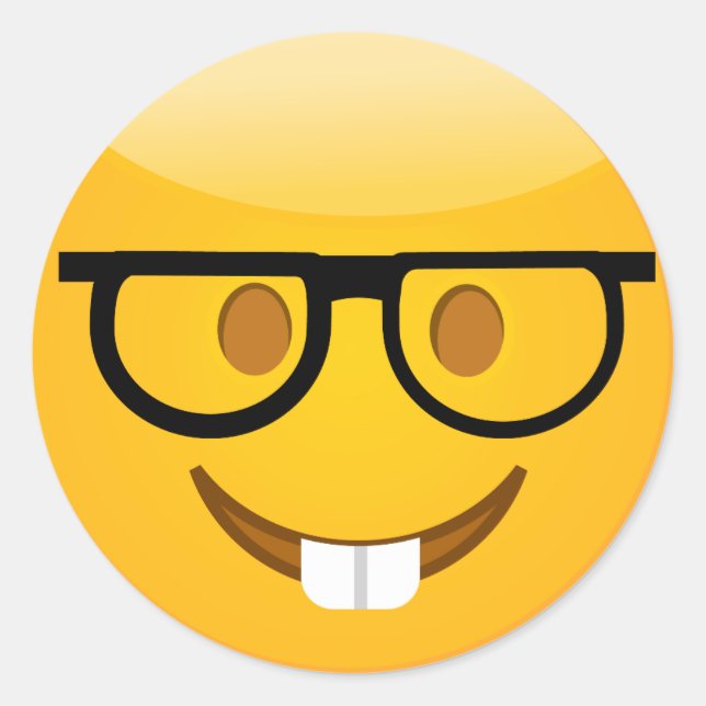 Cute Nerd With Glasses & Teeth Emoji Stickers (Front)