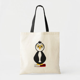 Cute Nerdy Bookworm Penguin Tote Bag