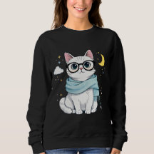 Cute Nerdy Cat with Glasses and Scarf