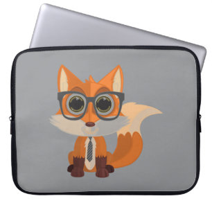 Cute Nerdy Fox Kawaii Cartoon Aesthetic Design Laptop Sleeve