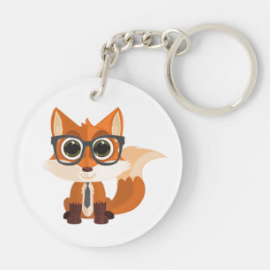 Cute Nerdy Fox Kawaii Cartoon Backpack Charm Keychain
