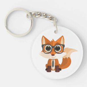 Cute Nerdy Fox Kawaii Cartoon Backpack Charm Keychain