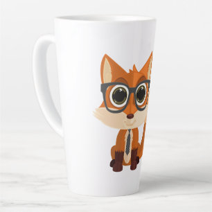 Cute Nerdy Fox Kawaii Cartoon Big Coffee Cozy Latte Mug