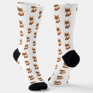 Cute Nerdy Fox Kawaii Cartoon Eco Friendly Cozy Socks