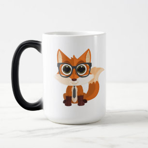 Cute Nerdy Fox Kawaii Cartoon Magic Colour Change Mug
