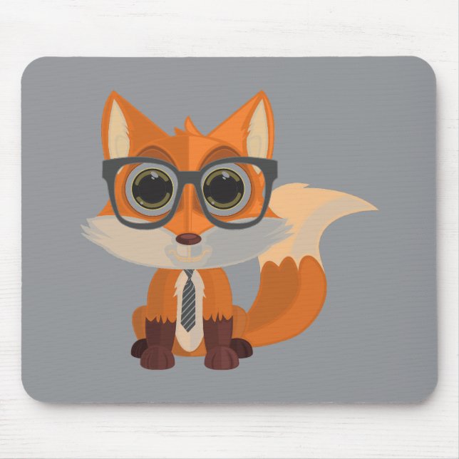Cute Nerdy Fox Mouse Pad Kawaii Animal (Front)