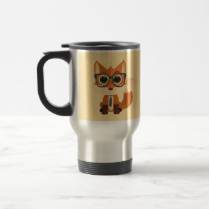 Cute Nerdy Fox Yellow Minimal Kawaii Animal Travel Mug