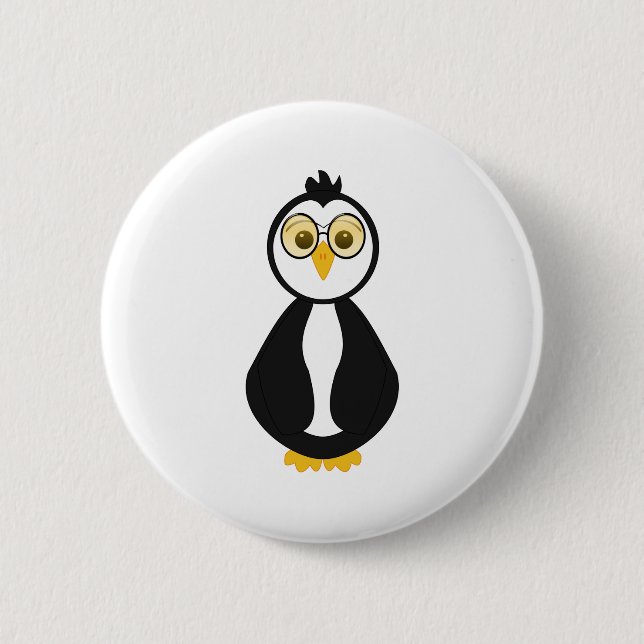 Cute Nerdy Penguin 2 Inch Round Button (Front)
