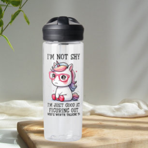Cute Nerdy Unicorn Bouteille d'eau : timide et ado