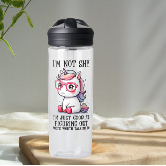 Cute Nerdy Unicorn Bouteille d'eau : timide et ado