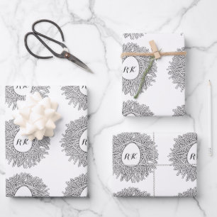 Cute Nest & Egg - Personalized Initials & Name Wrapping Paper Sheet