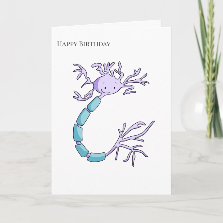 Cute Neuron Cartoon Personalized Happy Birthday Card | Zazzle