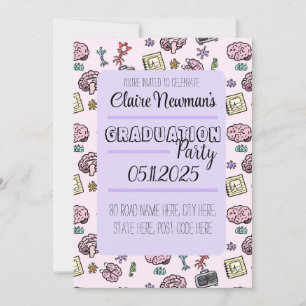 Cute Neuroscience Pattern Invitation