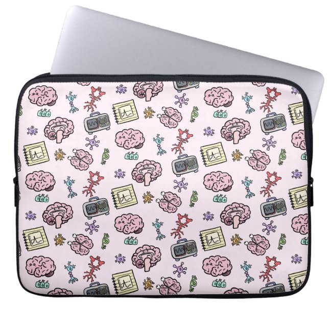 Cute Neuroscience Pattern Laptop Sleeve (Front)