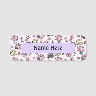 Cute Neuroscience Pattern Name Tag