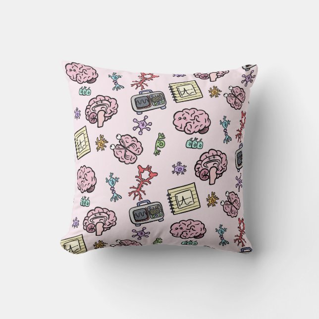 Cute Neuroscience Pattern Throw Pillow (Front)