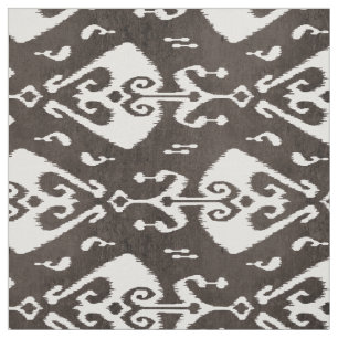 Cute neutral black and white ikat tribal patterns fabric