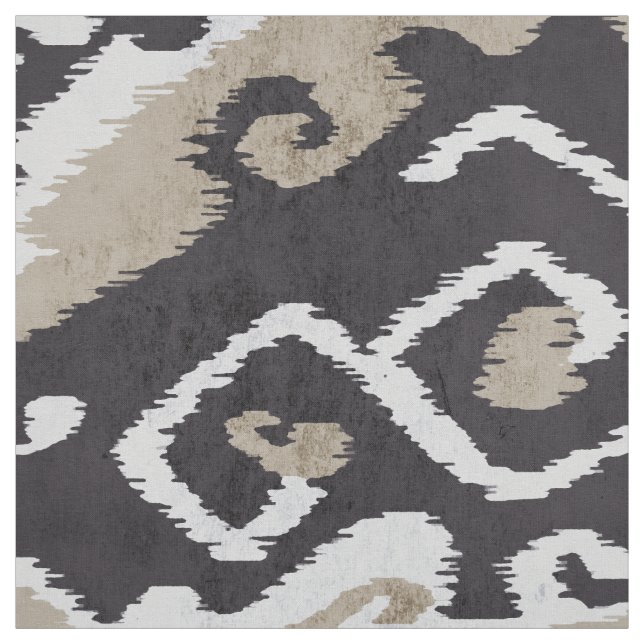 Cute neutral black beige ikat tribal patterns fabric (Swatch)