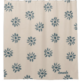 Cute Neutral Blue Beige Monogram Name