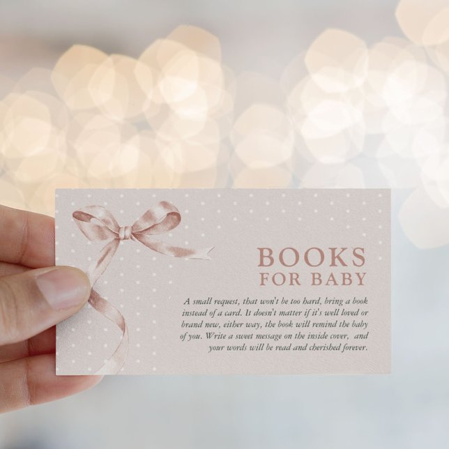 Cute Neutral Bow Book Request Baby Shower  Enclosure Card (Creator Uploaded)