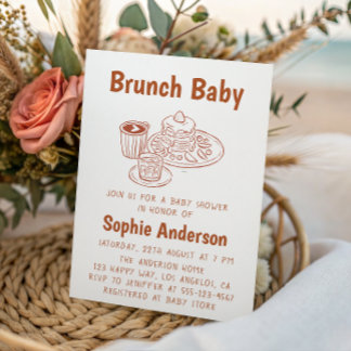 Cute Neutral Coffee & Pancakes Brunch Baby Shower Invitation