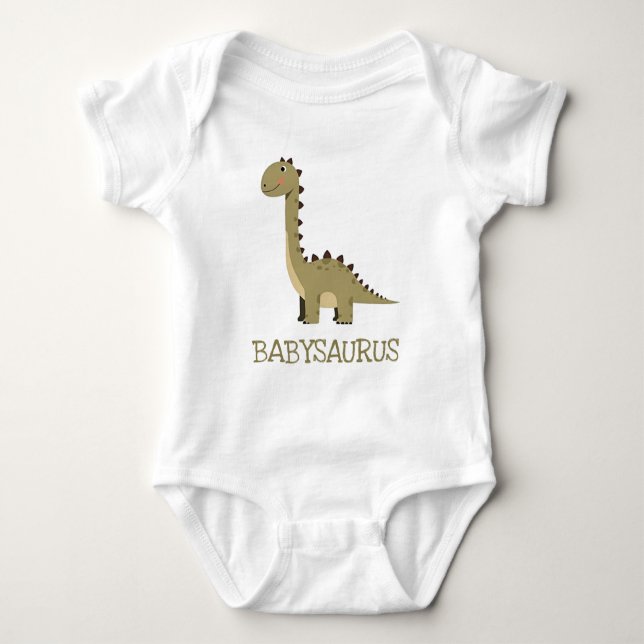 Cute Neutral Dinosaur Babysaurus Baby Bodysuit (Front)