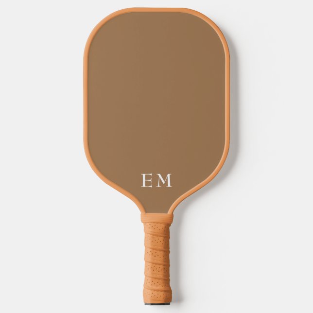 Cute Neutral Earthy Brown Monogrammed Initials  Pickleball Paddle (Front)