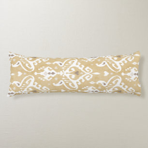 Cute neutral gold beige ikat tribal patterns body pillow