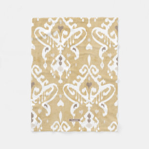 Cute neutral gold beige ikat tribal patterns fleece blanket