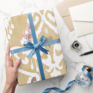 Cute neutral gold beige ikat tribal patterns wrapping paper