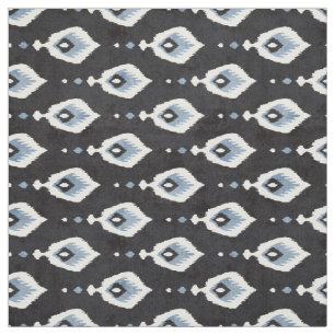 Cute neutral grey blue white ikat tribal patterns fabric