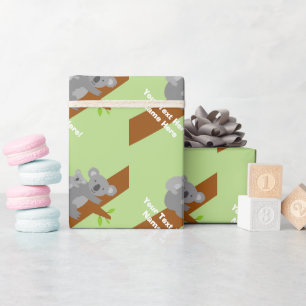 Cute neutral koala bear baby shower wrapping paper