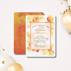 Cute Neutral Orange Baby Shower Invitation