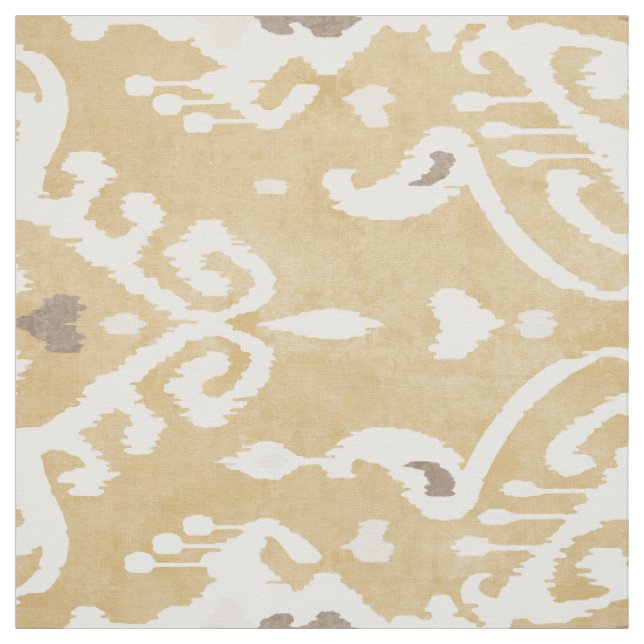 Cute neutral yellow beige ikat tribal patterns fabric (Swatch)