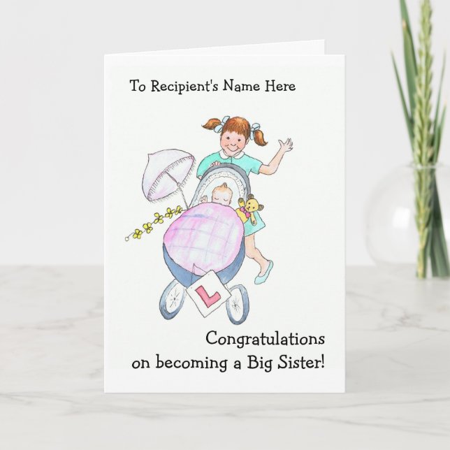 Cute New Baby Congratulations Card for Sister (Front)